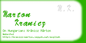 marton kranicz business card